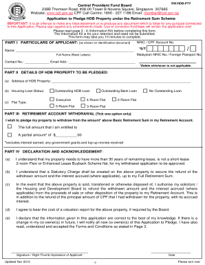 Application to Pledge HDB Property under the Retirement Sum Scheme