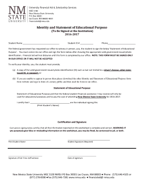 Identity and Statement of Educational Purpose Form