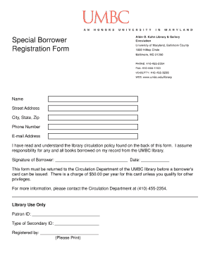 UMBC Special Borrower Registration Form