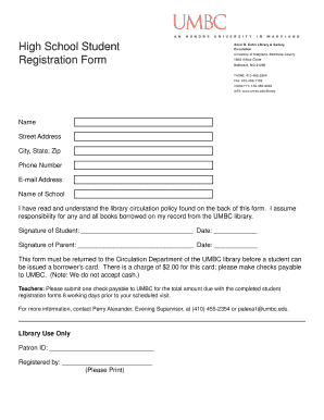 High School Student Library Registration Form