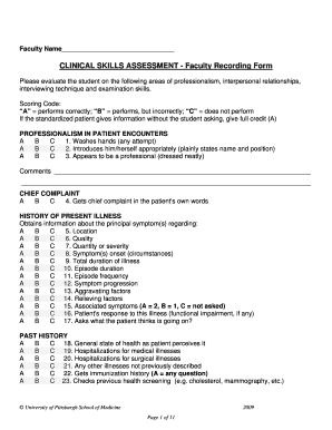 Clinical Skills Assessment Faculty Recording Form