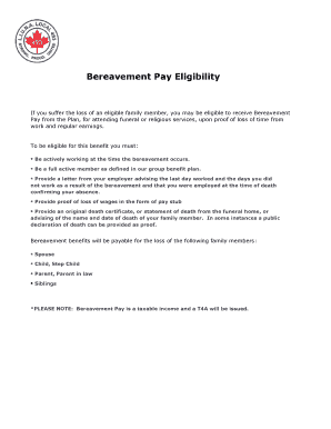 Bereavement Pay Eligibility Form