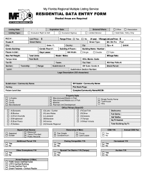 Florida Residential Data Entry Form