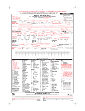 Residential Work Sheet
