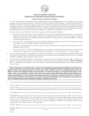 North Carolina Residential Property Disclosure Statement