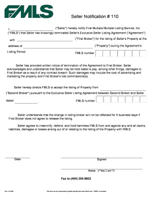 Seller Notification for Listing Termination