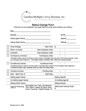 Real Estate Listing Status Change Form