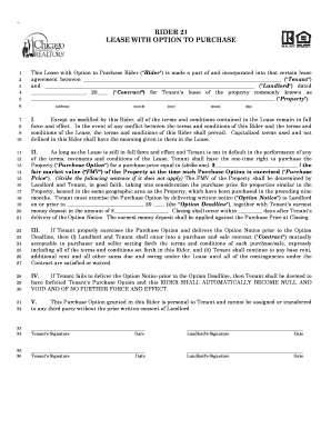 Lease with Option to Purchase Rider