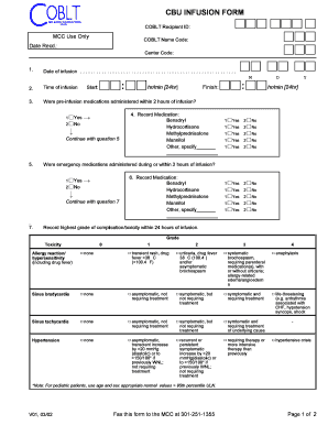 CBU Infusion Form