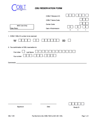 COBLT CBU Reservation Form