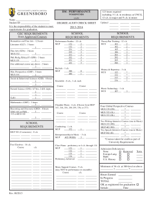 Degree Audit Check Sheet
