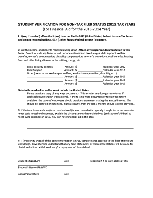 Student Verification for Non-Tax Filer Status