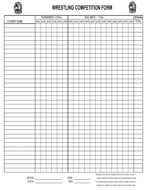 Wrestling Competition Form