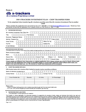 DB X-Trackers CSDP Transfer Form