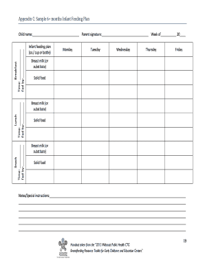 Infant Feeding Plan