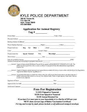 Kyle Animal Registry Application