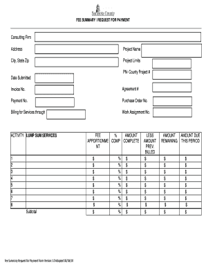 Fee Summary Request for Payment Form