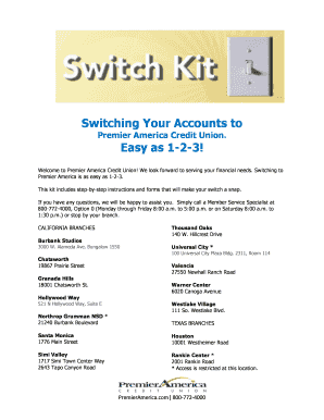 Premier America Credit Union Account Switching Kit