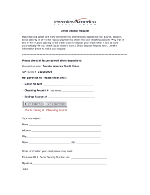 Direct Deposit Request Form