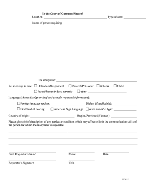 Interpreter Request Notice – Civil/Family