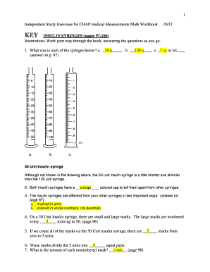 Insulin Syringe Measurement Worksheet