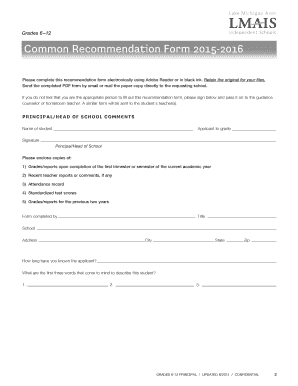 Principal Recommendation Form
