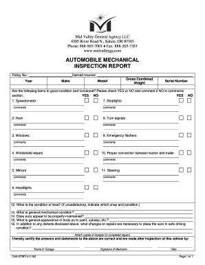 Automobile Mechanical Inspection Report