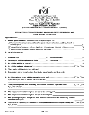 Public Auto Supplemental Application
