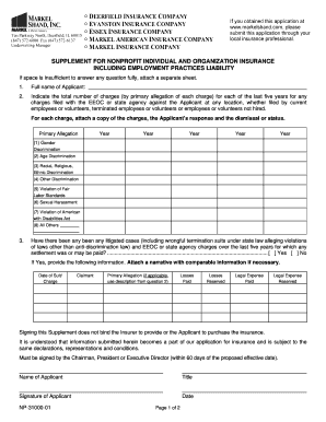 Nonprofit Insurance Supplement Form