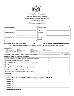 Habitational Application Form