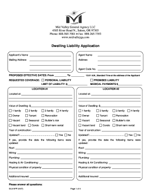 Dwelling Liability Application