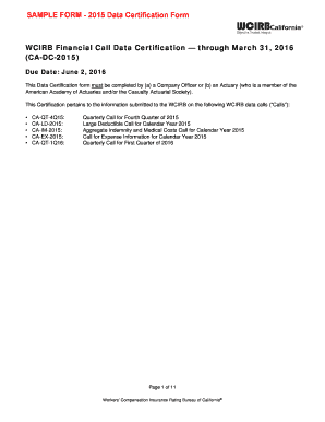 2015 Data Certification Form