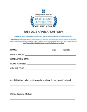 20142015 APPLICATION FORM STUDENTS: This form must be submitted to your High School Principal no later than May 15th, 2015