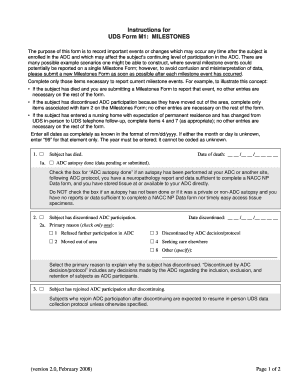 UDS Form M1 Milestones