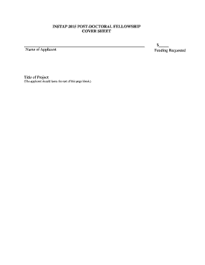 2015 POST-DOCTORAL FELLOWSHIP APPLICATION