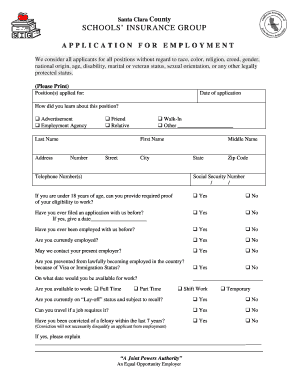 Santa Clara County Schools' Insurance Group Employment Application