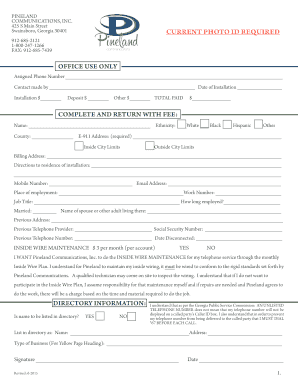 Pineland Communications Service Agreement