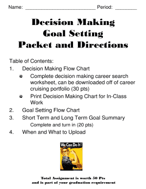 Career Decision Making and Goal Setting Worksheet