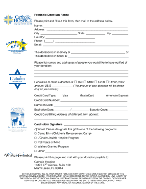Printable Donation Form