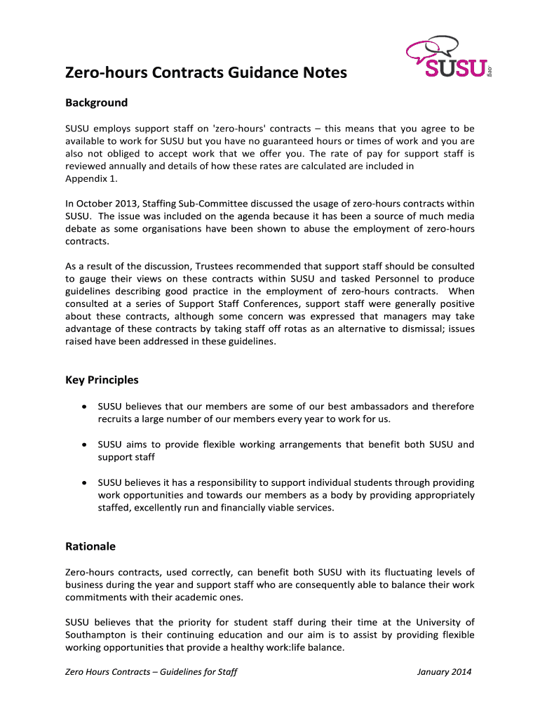 Fillable Online Zerohours Contracts Guidance Notes Fax Email Print pdfFiller