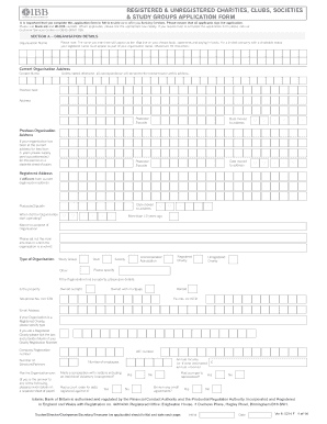 UK Charity Club Society Application Form