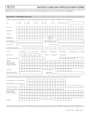 UK Cash ISA Application Form