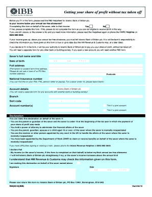 R85 Form for Islamic Bank of Britain