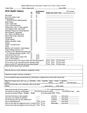 Women's Health History Form