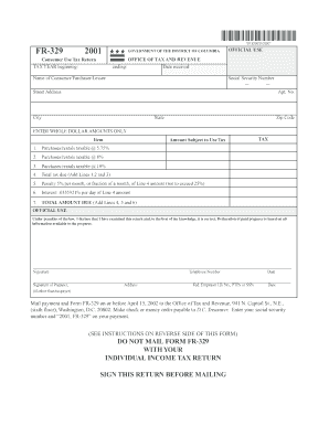District of Columbia Consumer Use Tax Return
