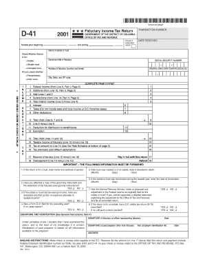 District of Columbia Fiduciary Income Tax Return