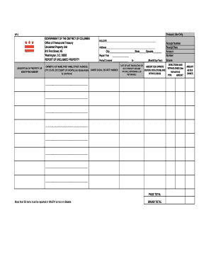 District of Columbia Unclaimed Property Report