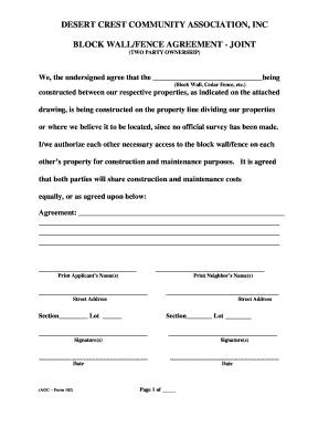 Block Wall Fence Agreement