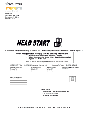 Head Start Application Form