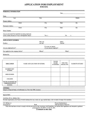Application for Employment
